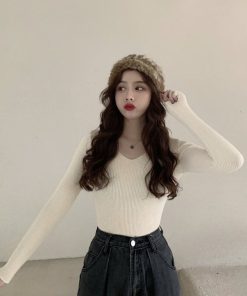 ÁO LEN CỔ TIM DÀI TAY CHẤT LIỆU LEN DỆT KIM MỀM MẠI DÀNH CHO BẠN NỮ